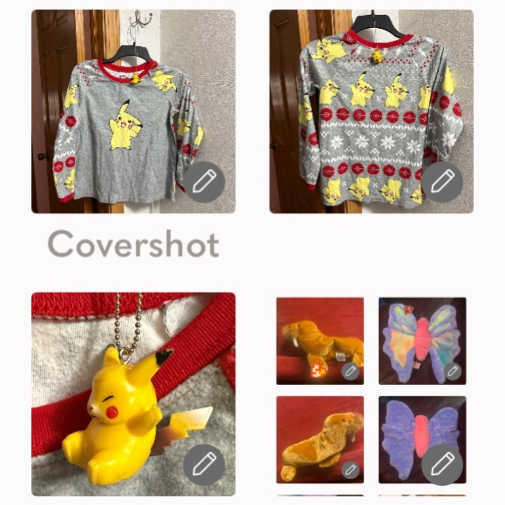 Pokémon Sweatshirt sz10 w necklace+Beanie Ty Shell butterfly & Paul Walrus